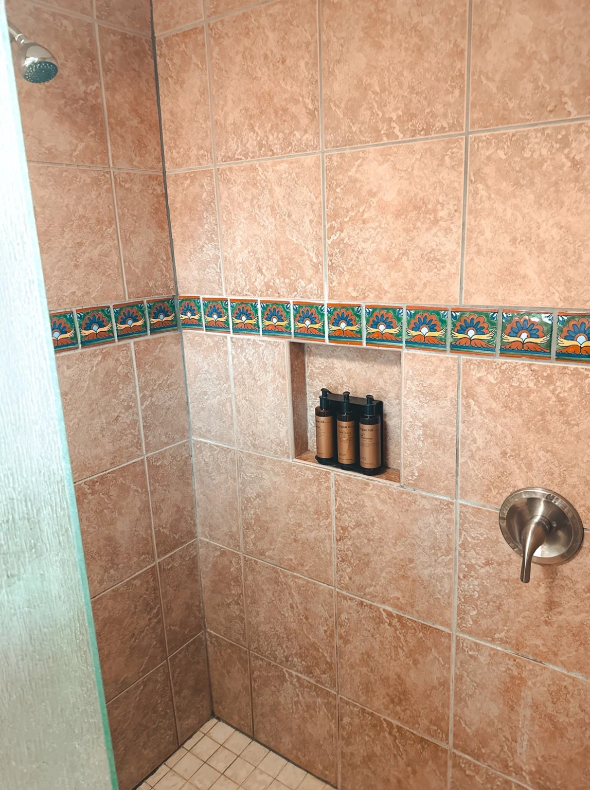 Shower in two queens ensuite bathroom