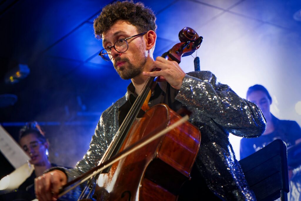 Person playing a cello